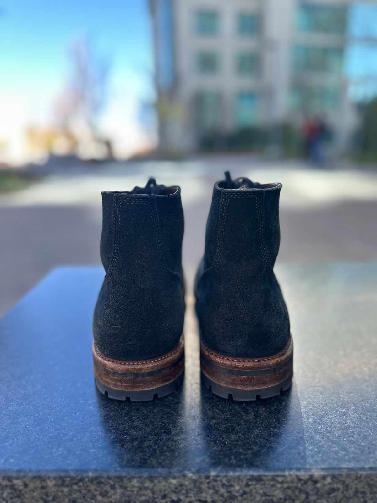 Photo by TheGiuce on January 5, 2024 of the Oak Street Bootmakers Field Boot in Horween Natural Indigo Chromexcel Roughout.