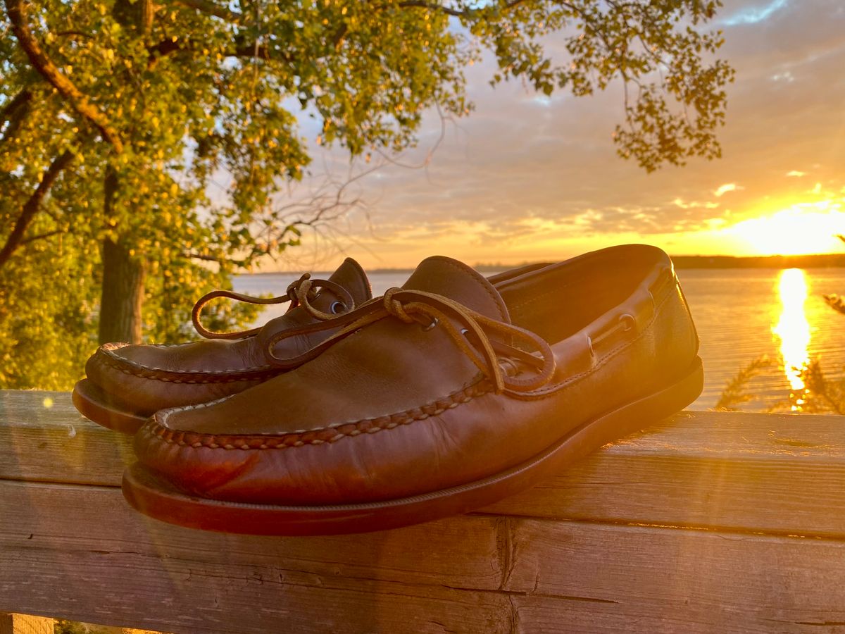 Photo by Hellraysaz on July 9, 2025 of the Rancourt & Co. Gilman Camp Moc in Horween Natural Chromexcel.