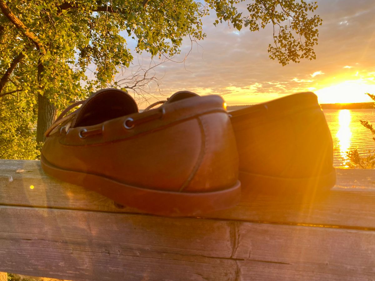 Photo by Hellraysaz on July 9, 2025 of the Rancourt & Co. Gilman Camp Moc in Horween Natural Chromexcel.