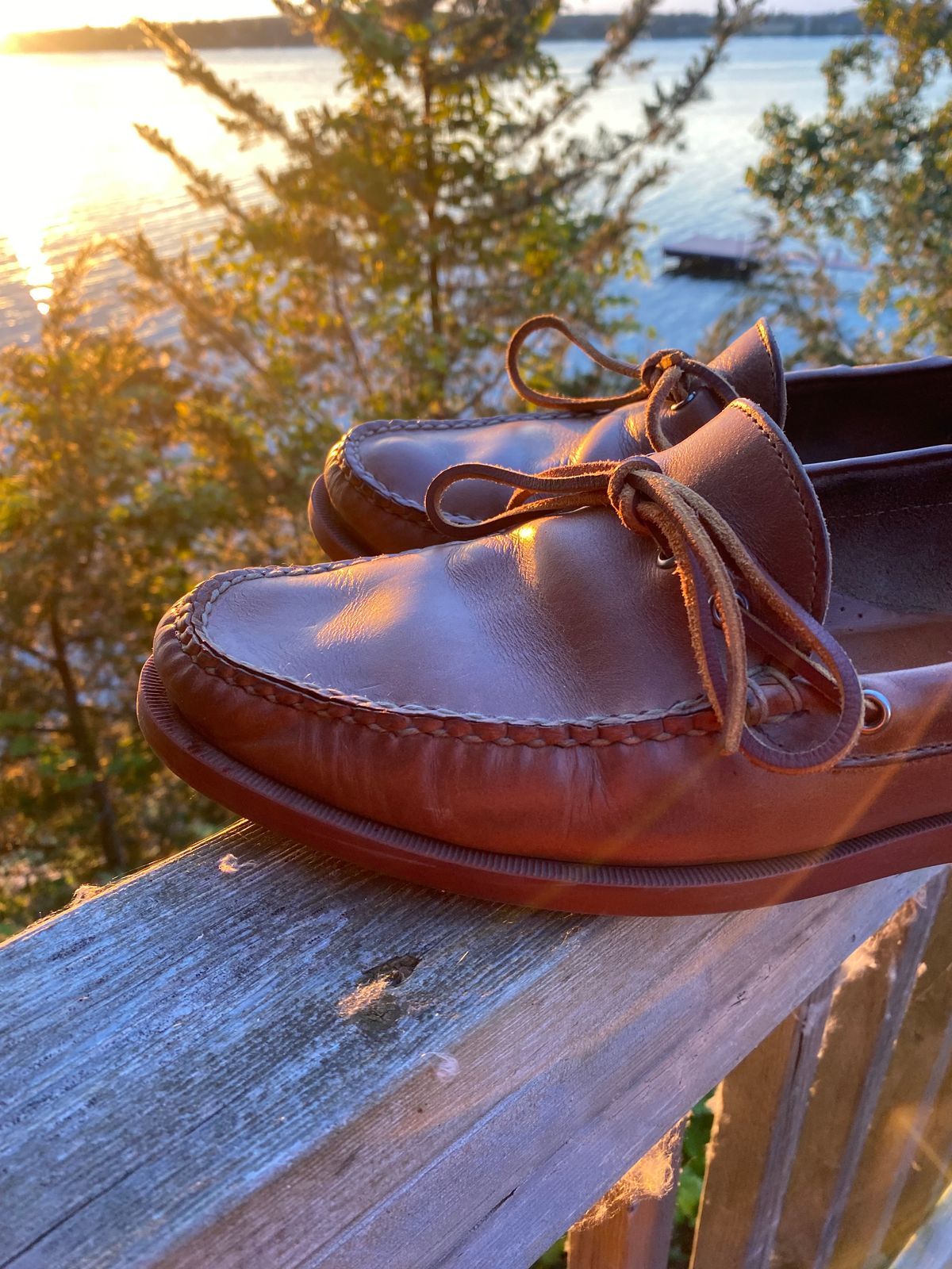 Photo by Hellraysaz on July 9, 2025 of the Rancourt & Co. Gilman Camp Moc in Horween Natural Chromexcel.