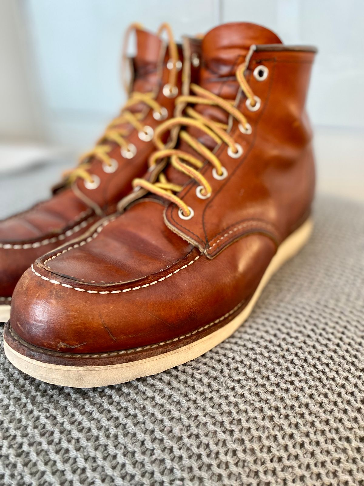 Photo by Hellraysaz on February 10, 2023 of the Red Wing 6-Inch Classic Moc in S.B. Foot Oro Legacy.