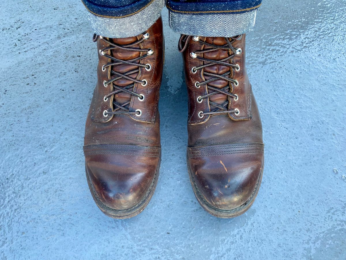 Photo by Hellraysaz on April 7, 2024 of the Red Wing Iron Ranger in S.B. Foot Copper Rough and Tough.