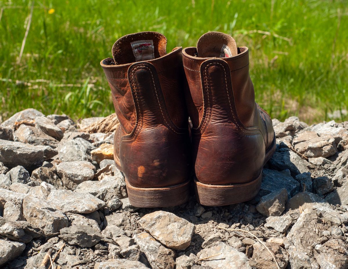 Photo by Hellraysaz on May 26, 2021 of the Red Wing Iron Ranger in S.B. Foot Copper Rough and Tough.