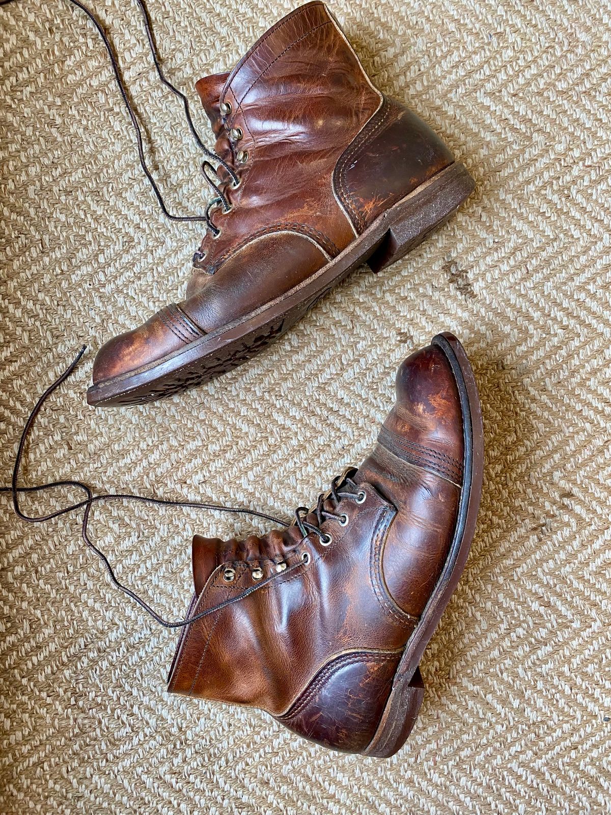 Photo by Hellraysaz on February 25, 2025 of the Red Wing Iron Ranger in S.B. Foot Copper Rough and Tough.