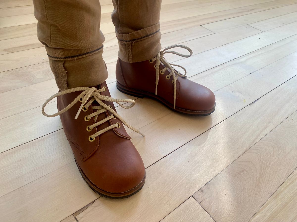 Photo by Hellraysaz on October 19, 2025 of the Nicks x Zimmerman Kids Work Boots in Seidel 1964 Brown.