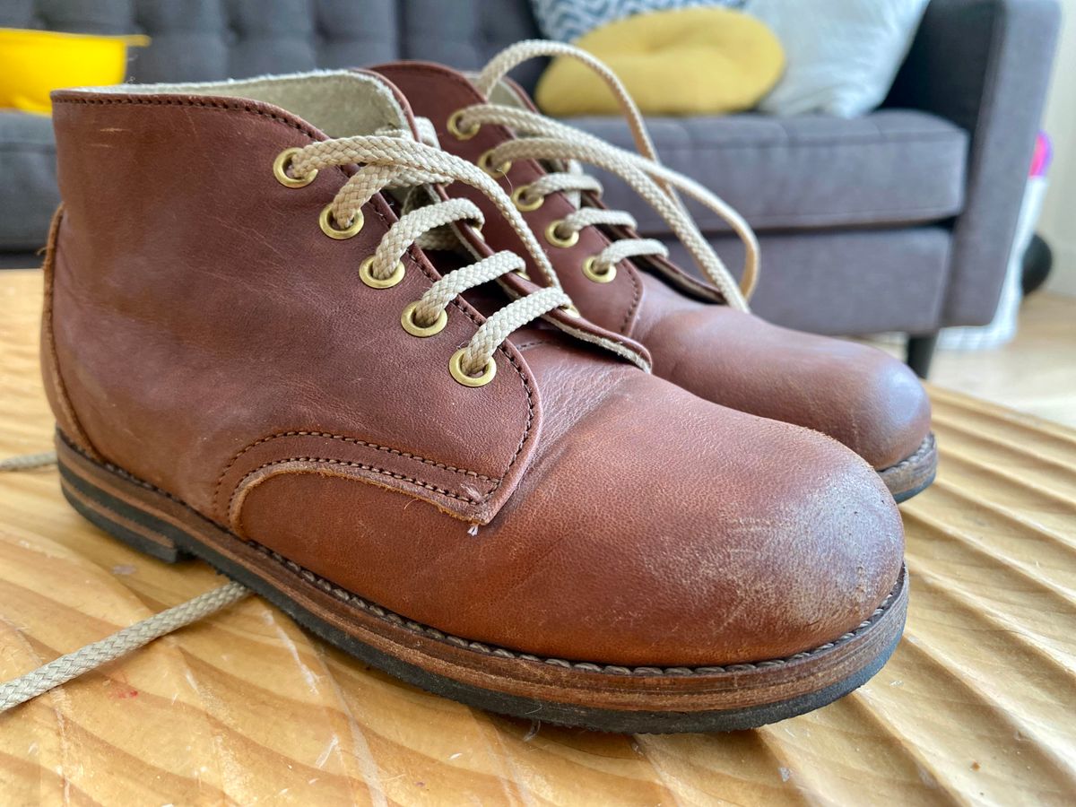 Photo by Hellraysaz on January 25, 2026 of the Nicks x Zimmerman Kids Work Boots in Seidel 1964 Brown.