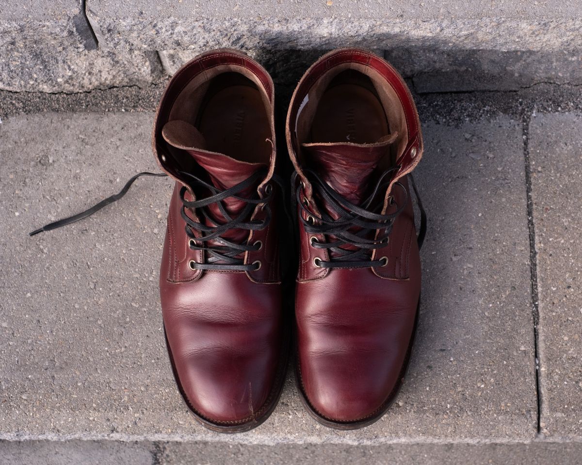 Photo by Long on November 5, 2023 of the Viberg Service Boot in Horween Color 8 Chromexcel.