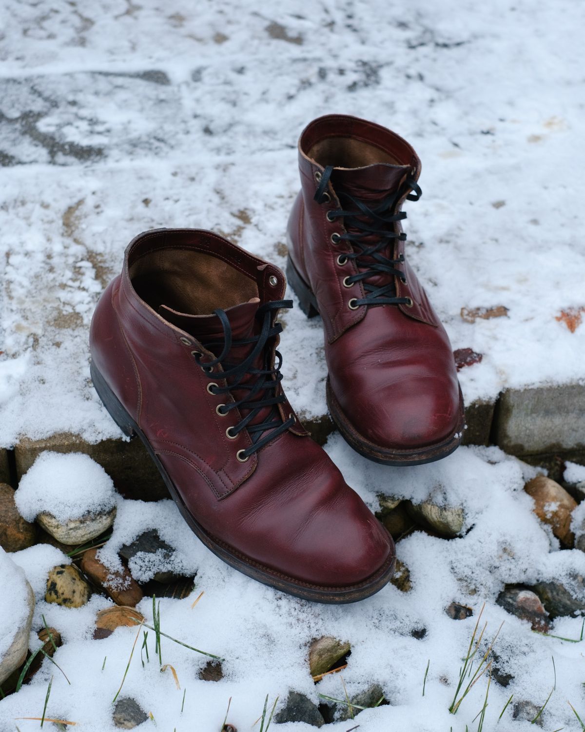 Photo by Long on January 1, 2024 of the Viberg Service Boot in Horween Color 8 Chromexcel.