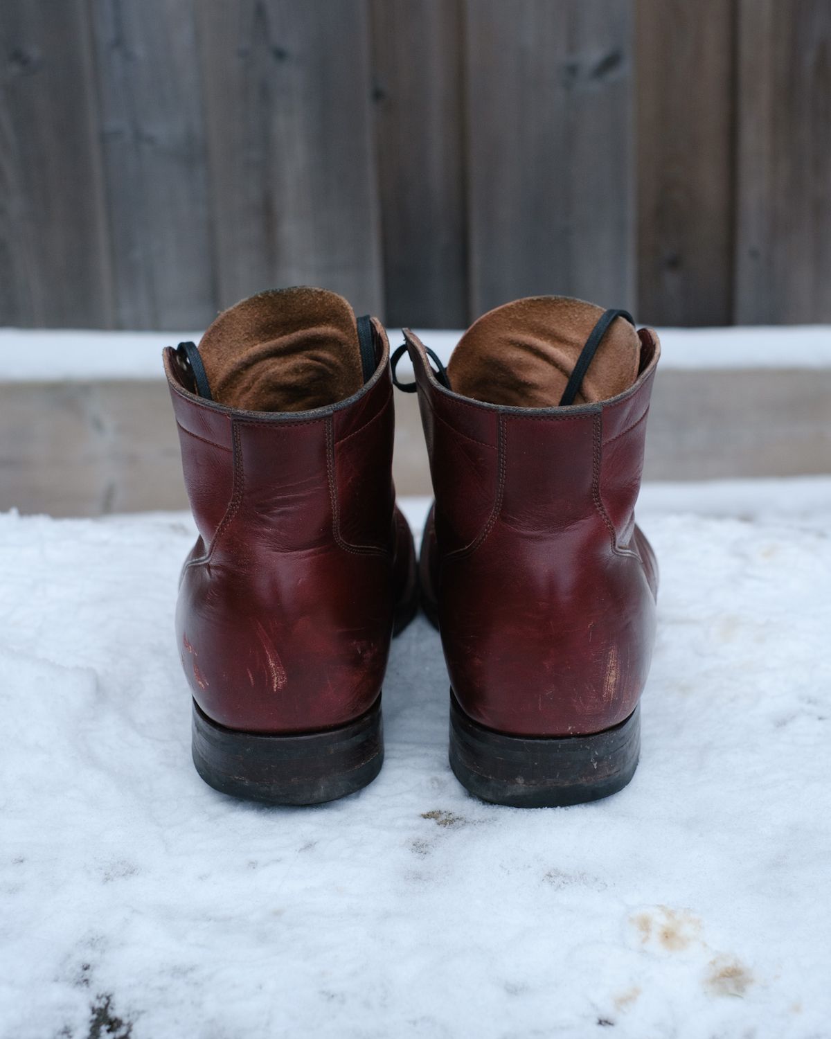 Photo by Long on January 1, 2024 of the Viberg Service Boot in Horween Color 8 Chromexcel.
