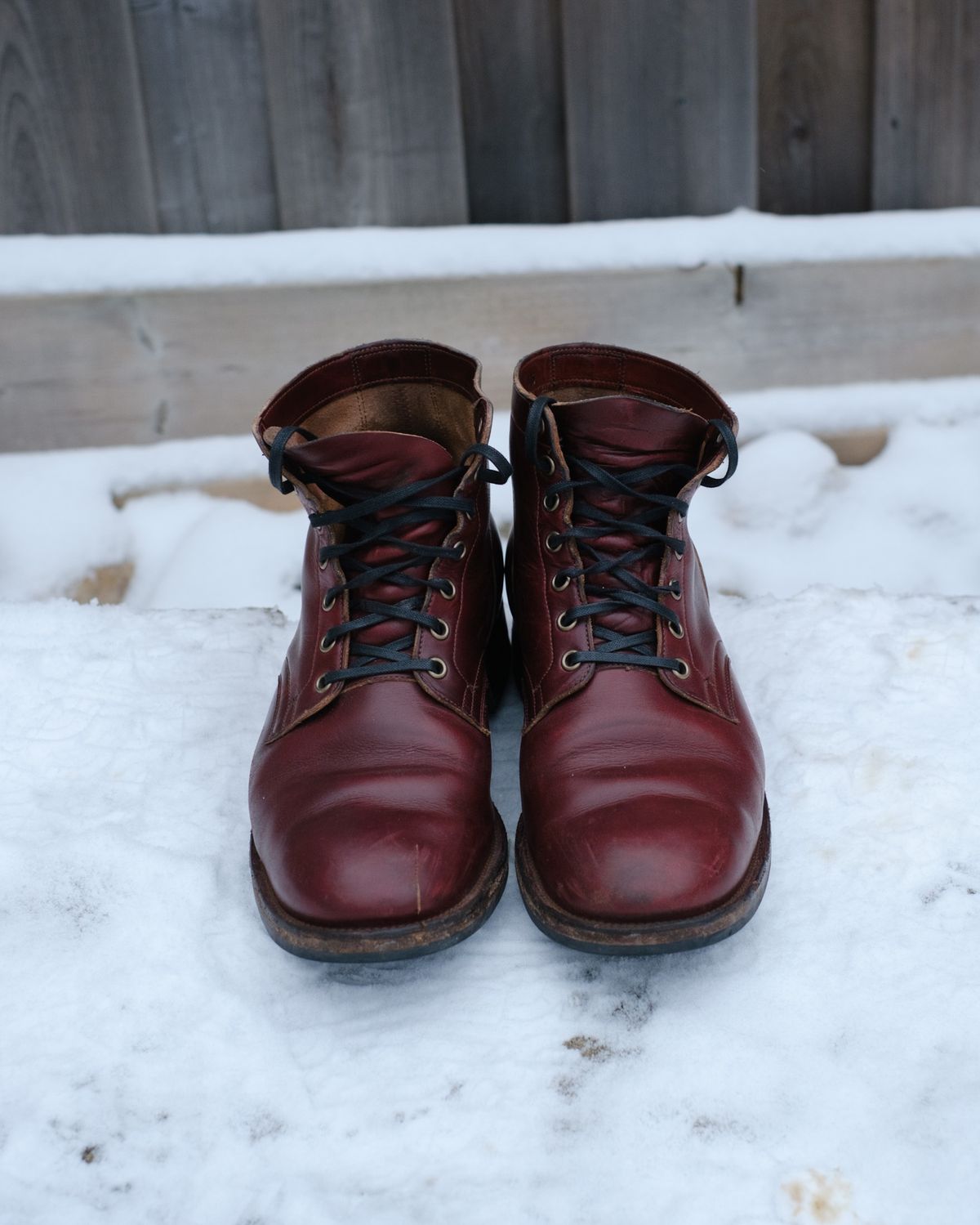 Photo by Long on January 1, 2024 of the Viberg Service Boot in Horween Color 8 Chromexcel.