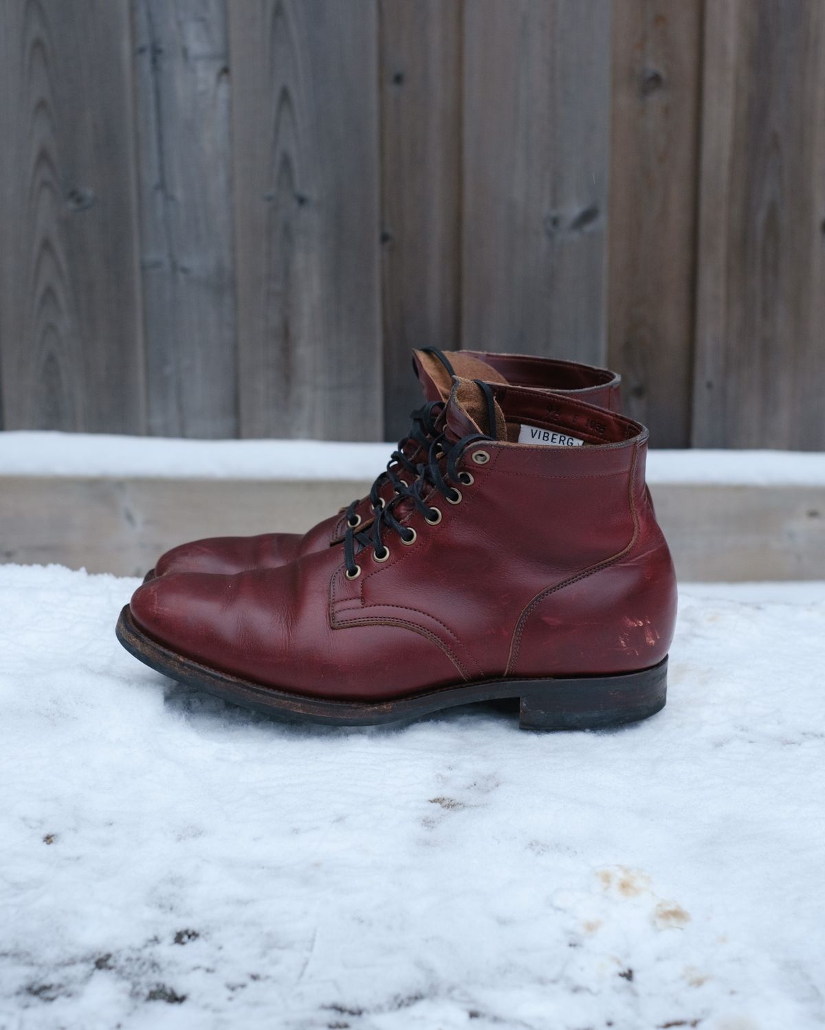 Photo by Long on January 1, 2024 of the Viberg Service Boot in Horween Color 8 Chromexcel.