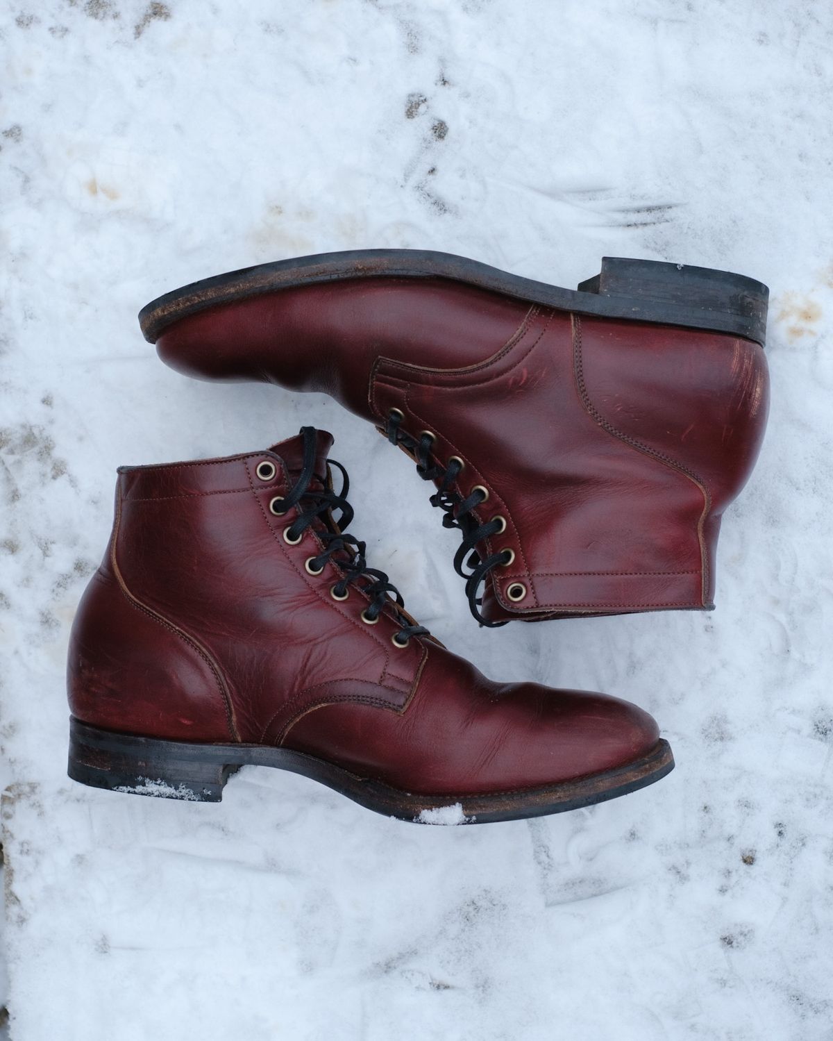 Photo by Long on January 1, 2024 of the Viberg Service Boot in Horween Color 8 Chromexcel.
