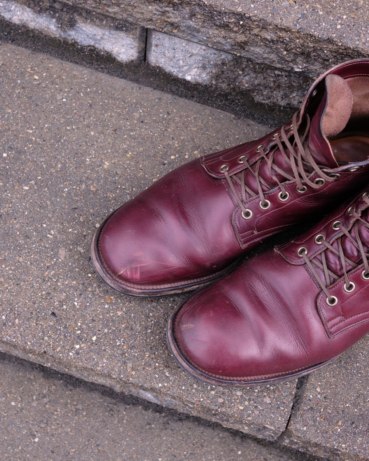 Photo by Long on April 6, 2024 of the Viberg Service Boot in Horween Color 8 Chromexcel.