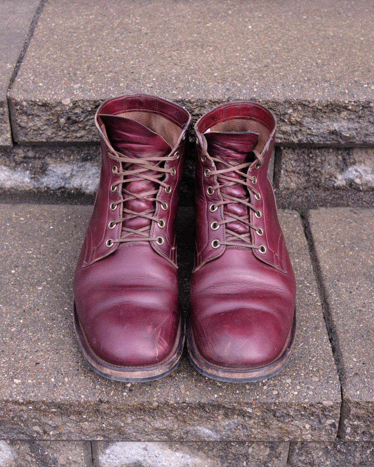 Photo by Long on April 6, 2024 of the Viberg Service Boot in Horween Color 8 Chromexcel.