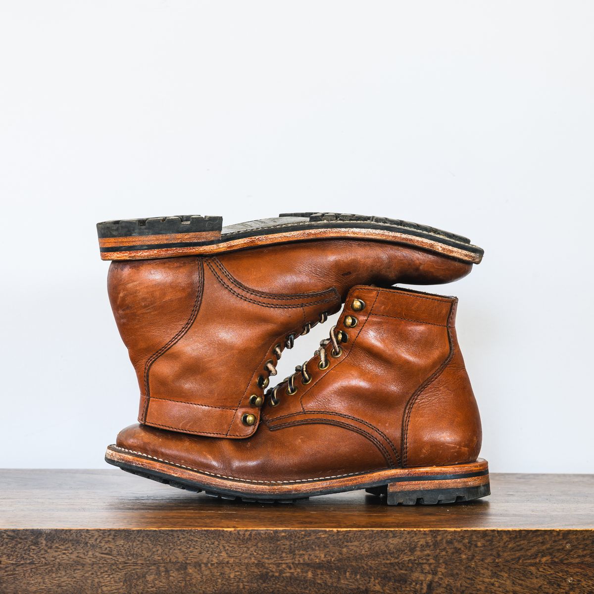 Photo by ABPhoto on March 1, 2025 of the Parkhurst The Allen in Tempesti Cognac Veg Tan.