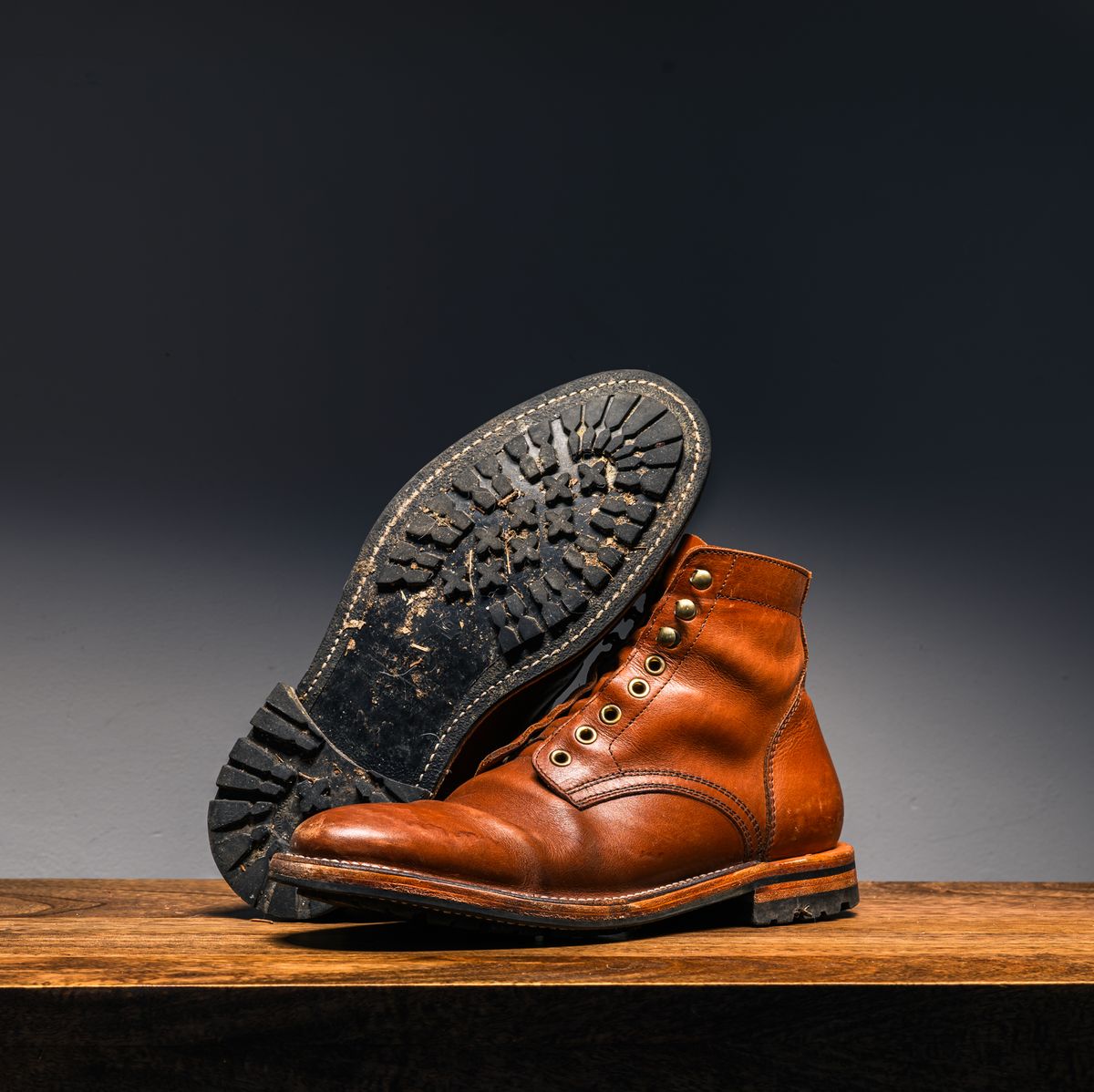 Photo by ABPhoto on April 2, 2025 of the Parkhurst The Allen in Tempesti Cognac Veg Tan.