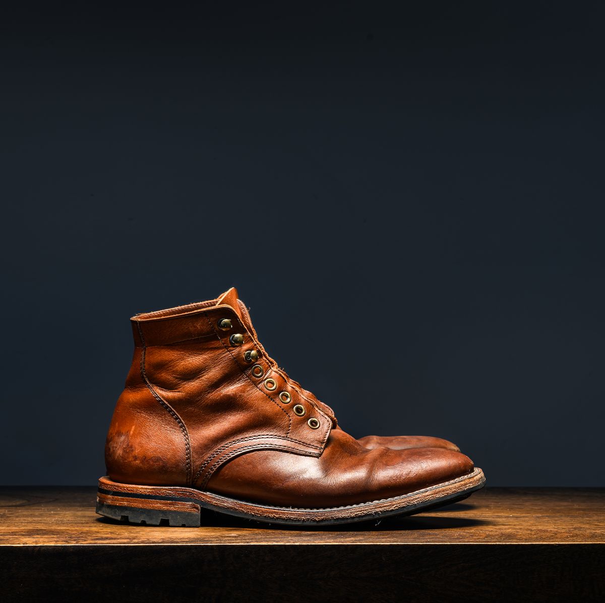 Photo by ABPhoto on April 2, 2025 of the Parkhurst The Allen in Tempesti Cognac Veg Tan.