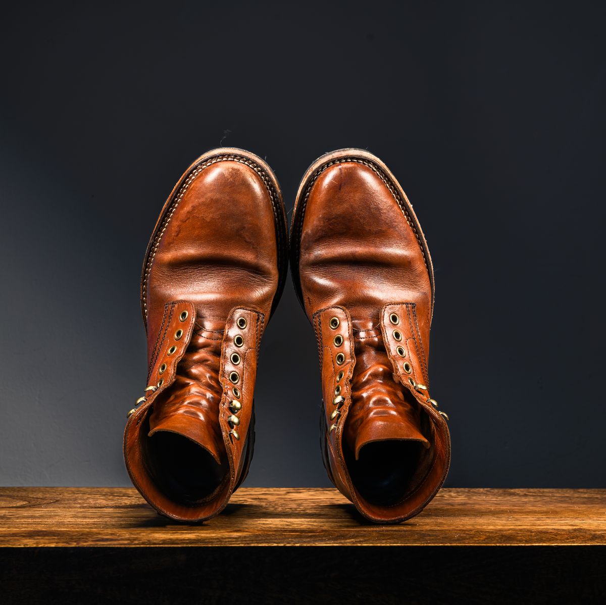 Photo by ABPhoto on April 2, 2025 of the Parkhurst The Allen in Tempesti Cognac Veg Tan.