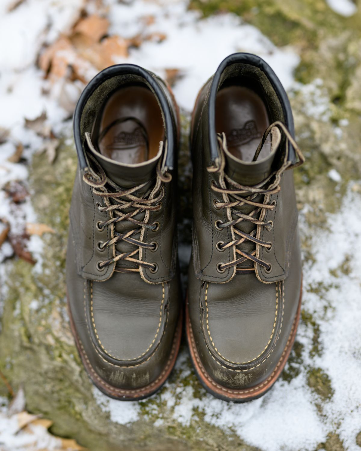 Photo by ABPhoto on January 1, 2024 of the Red Wing 6-Inch Classic Moc in S.B. Foot Alpine Portage.
