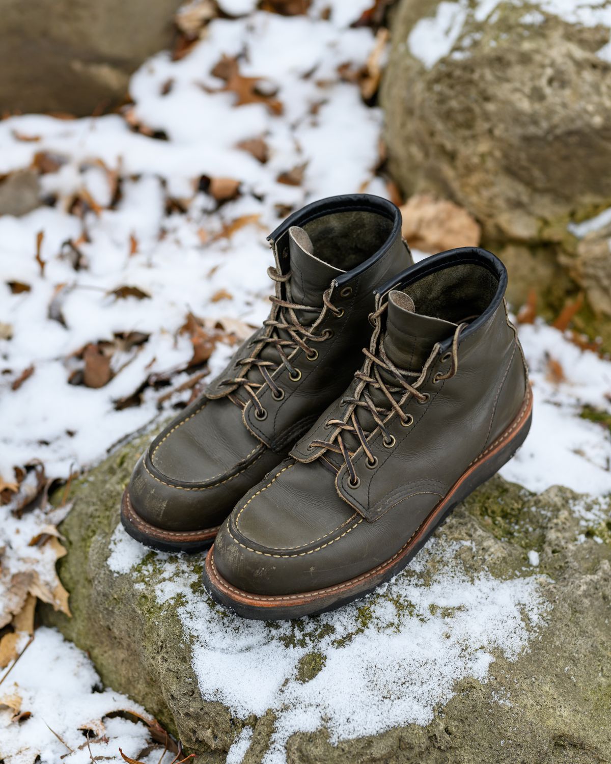Photo by ABPhoto on January 1, 2024 of the Red Wing 6-Inch Classic Moc in S.B. Foot Alpine Portage.