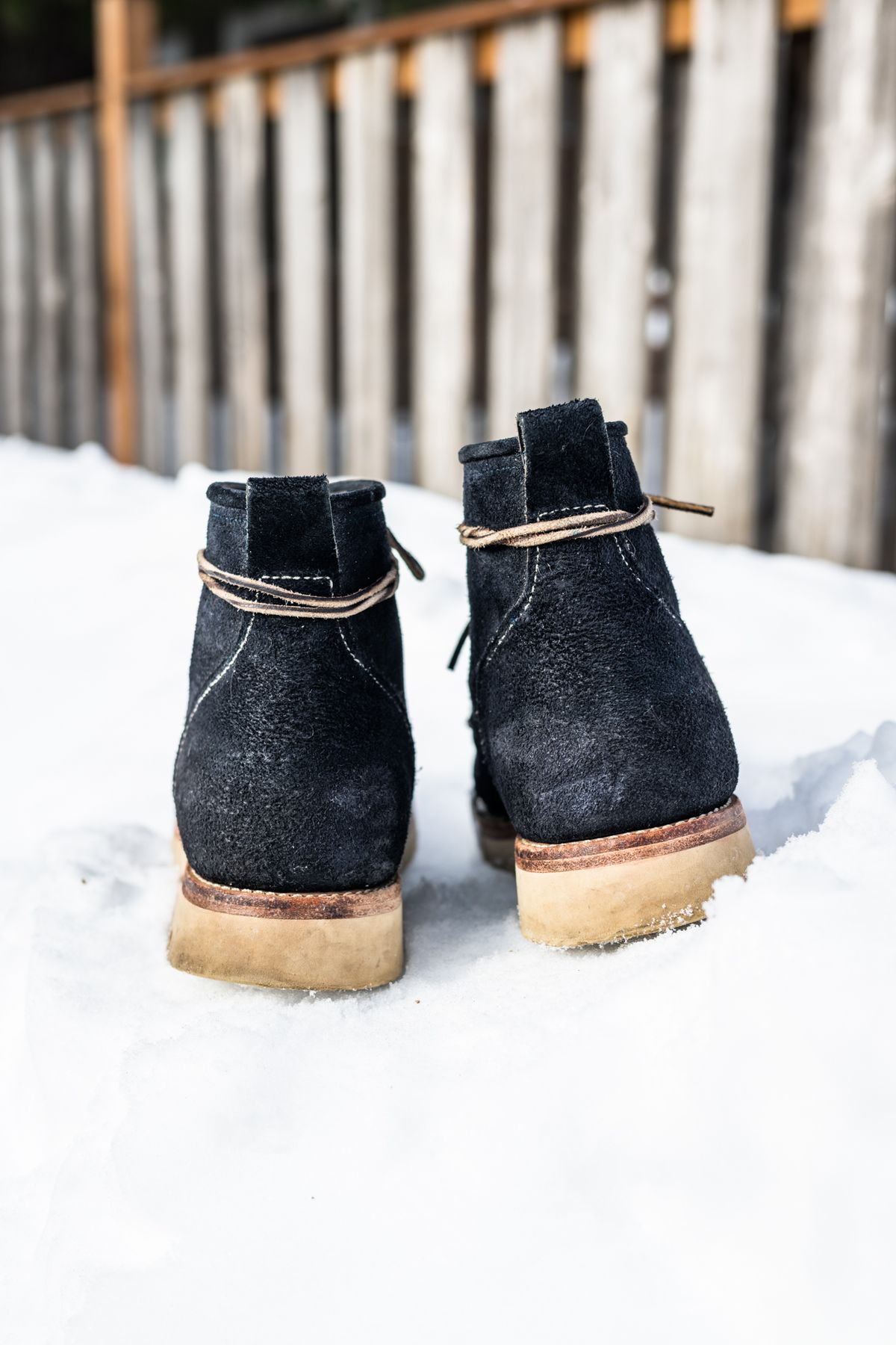 Photo by ABPhoto on February 1, 2023 of the Jakkrabbits Moc Toe Boot in Horween Navy Chamois Roughout.