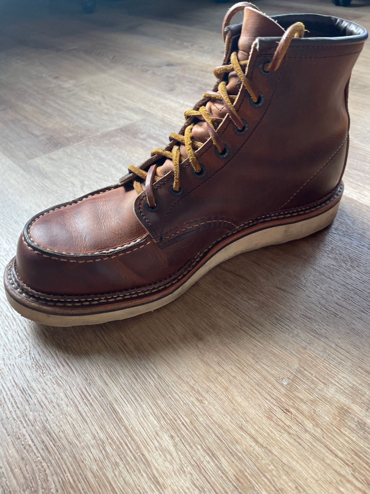 Photo by mjones21 on March 26, 2023 of the Red Wing 6-Inch Classic Moc in S.B. Foot Copper Rough and Tough.
