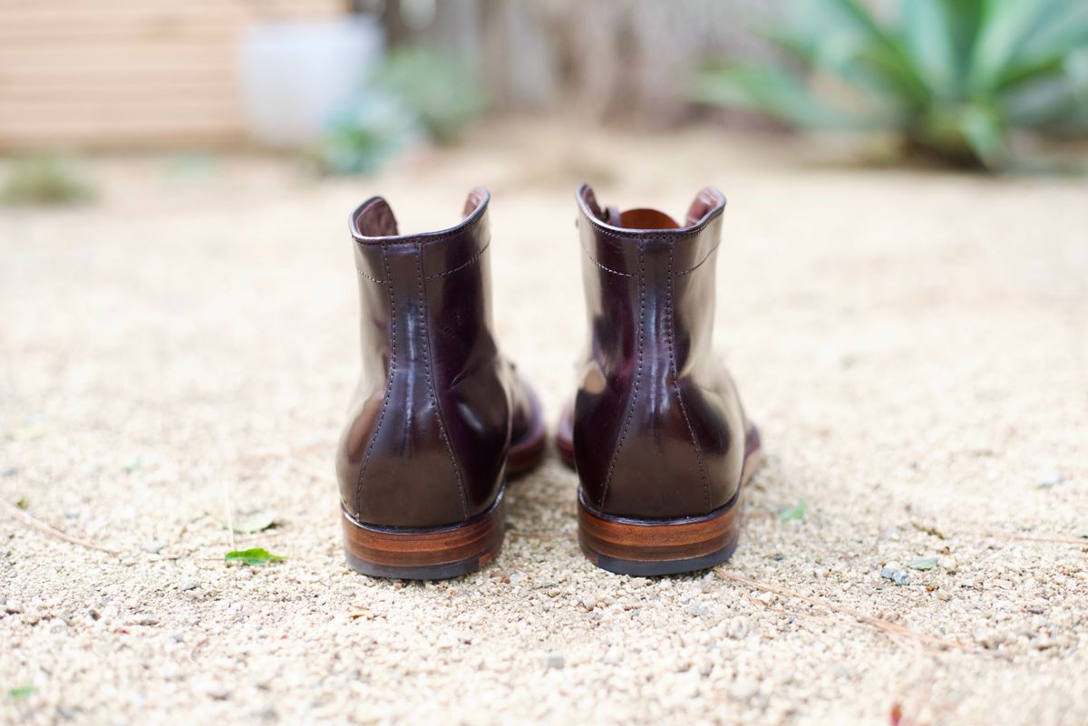 Photo by cordovanandcreases on December 1, 2022 of the Alden Tanker Boot in Horween Color 8 Shell Cordovan.