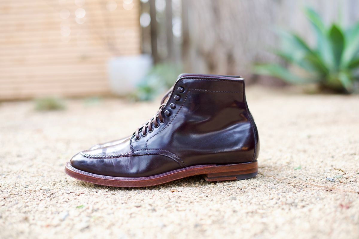 Photo by cordovanandcreases on December 1, 2022 of the Alden Tanker Boot in Horween Color 8 Shell Cordovan.