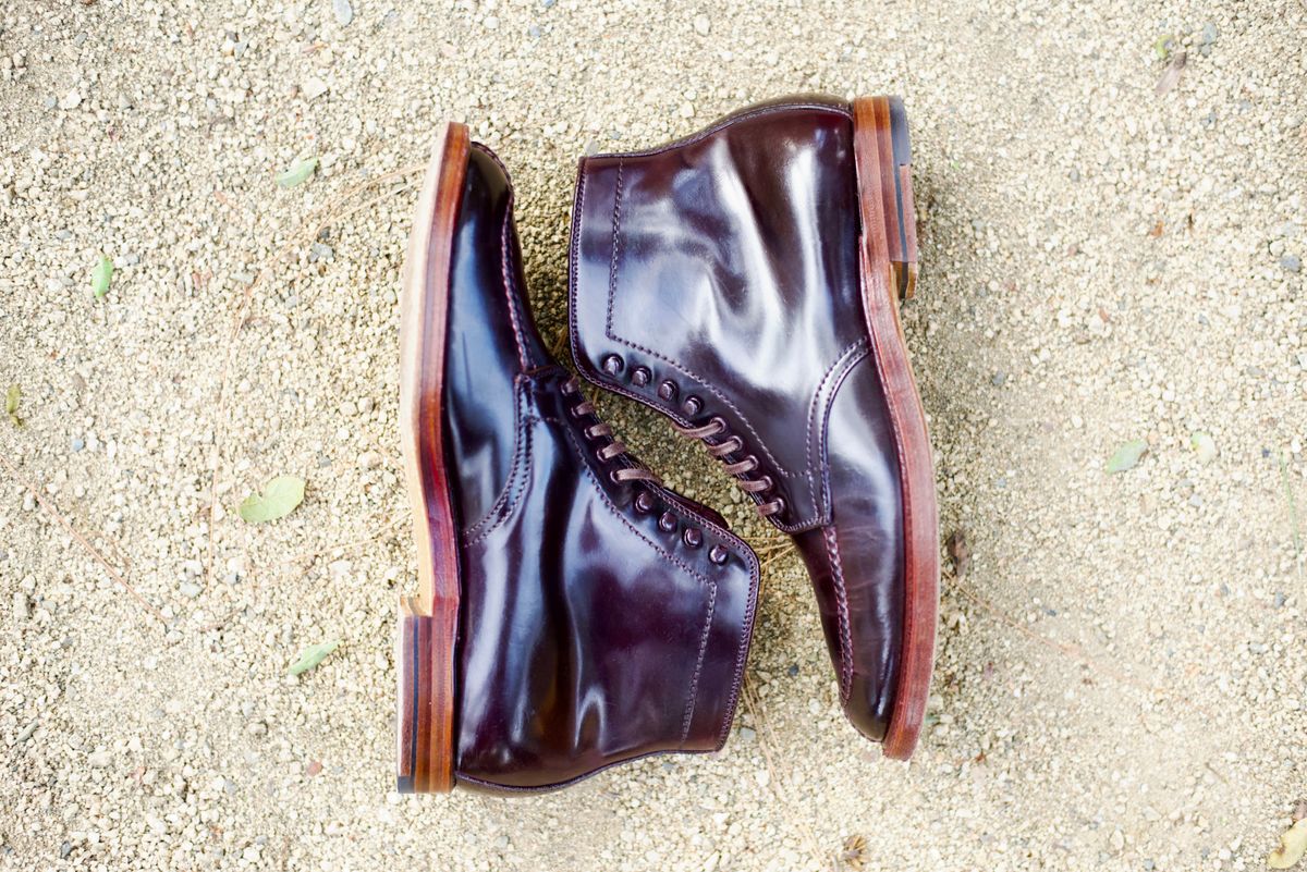 Photo by cordovanandcreases on December 1, 2022 of the Alden Tanker Boot in Horween Color 8 Shell Cordovan.