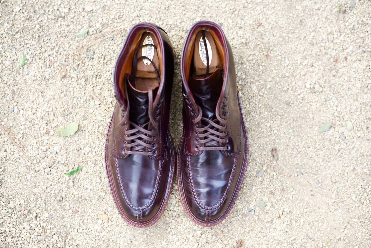 Photo by cordovanandcreases on December 1, 2022 of the Alden Tanker Boot in Horween Color 8 Shell Cordovan.