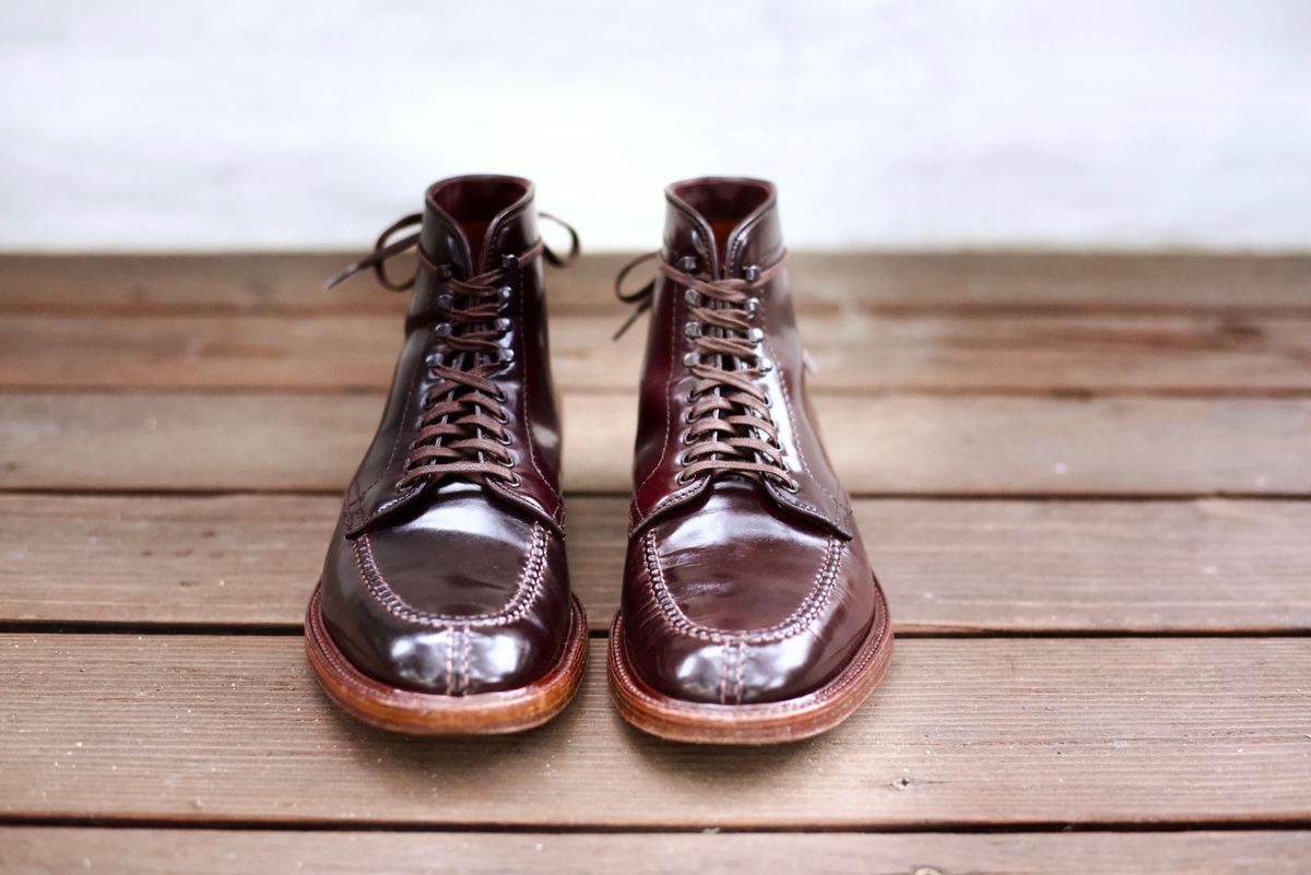 Photo by cordovanandcreases on January 1, 2023 of the Alden Tanker Boot in Horween Color 8 Shell Cordovan.