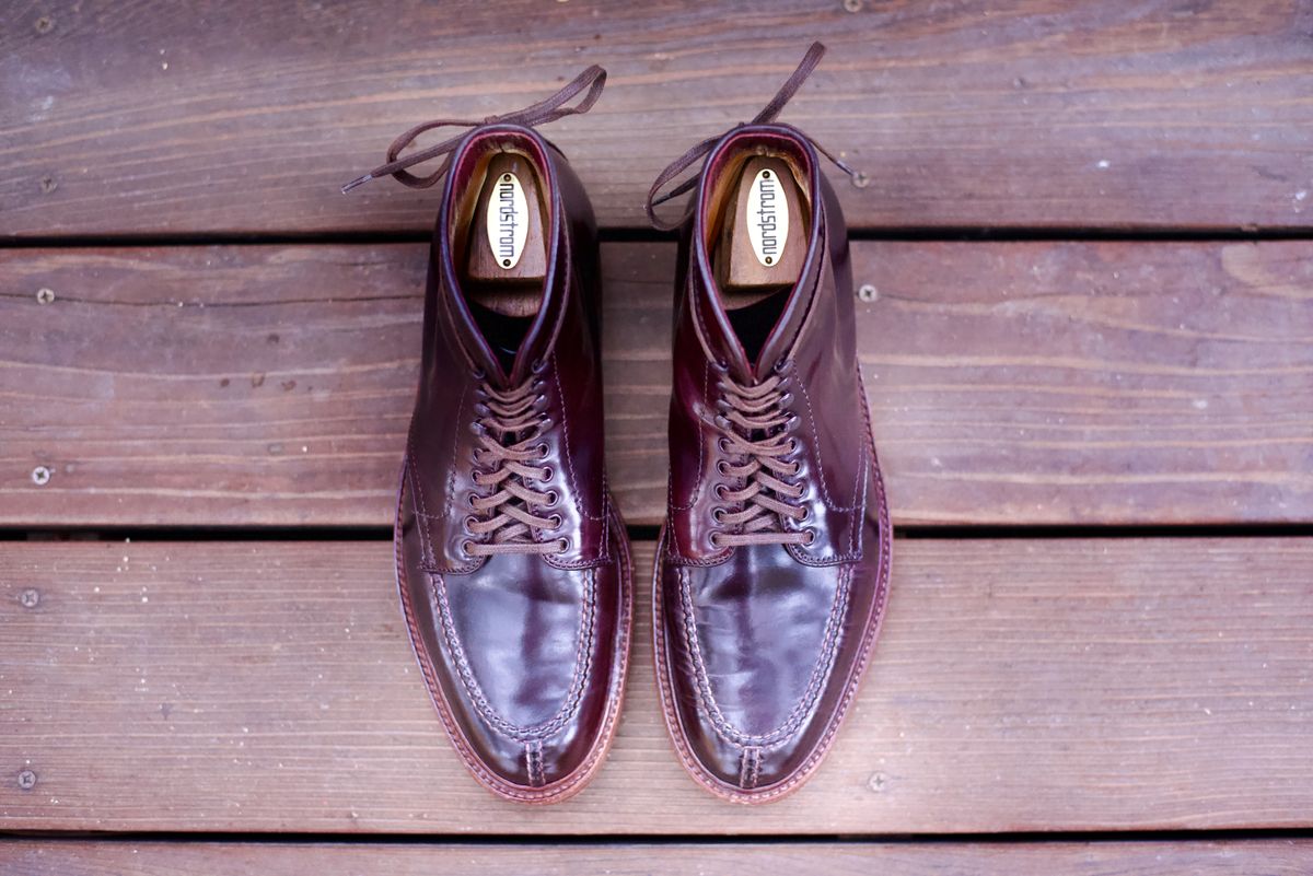 Photo by cordovanandcreases on January 1, 2023 of the Alden Tanker Boot in Horween Color 8 Shell Cordovan.