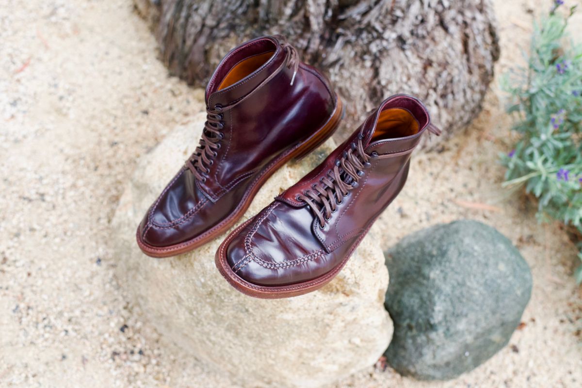 Photo by cordovanandcreases on February 5, 2023 of the Alden Tanker Boot in Horween Color 8 Shell Cordovan.