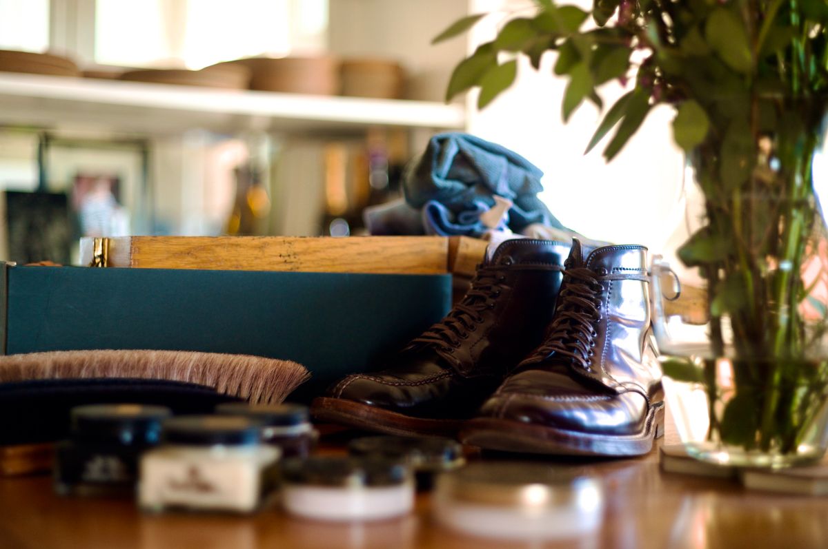 Photo by cordovanandcreases on March 3, 2023 of the Alden Tanker Boot in Horween Color 8 Shell Cordovan.