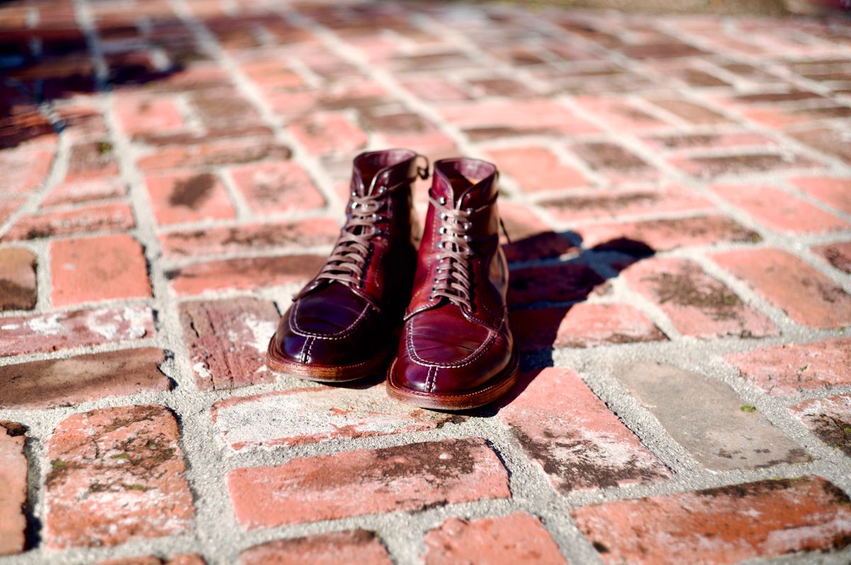 Photo by cordovanandcreases on March 3, 2023 of the Alden Tanker Boot in Horween Color 8 Shell Cordovan.