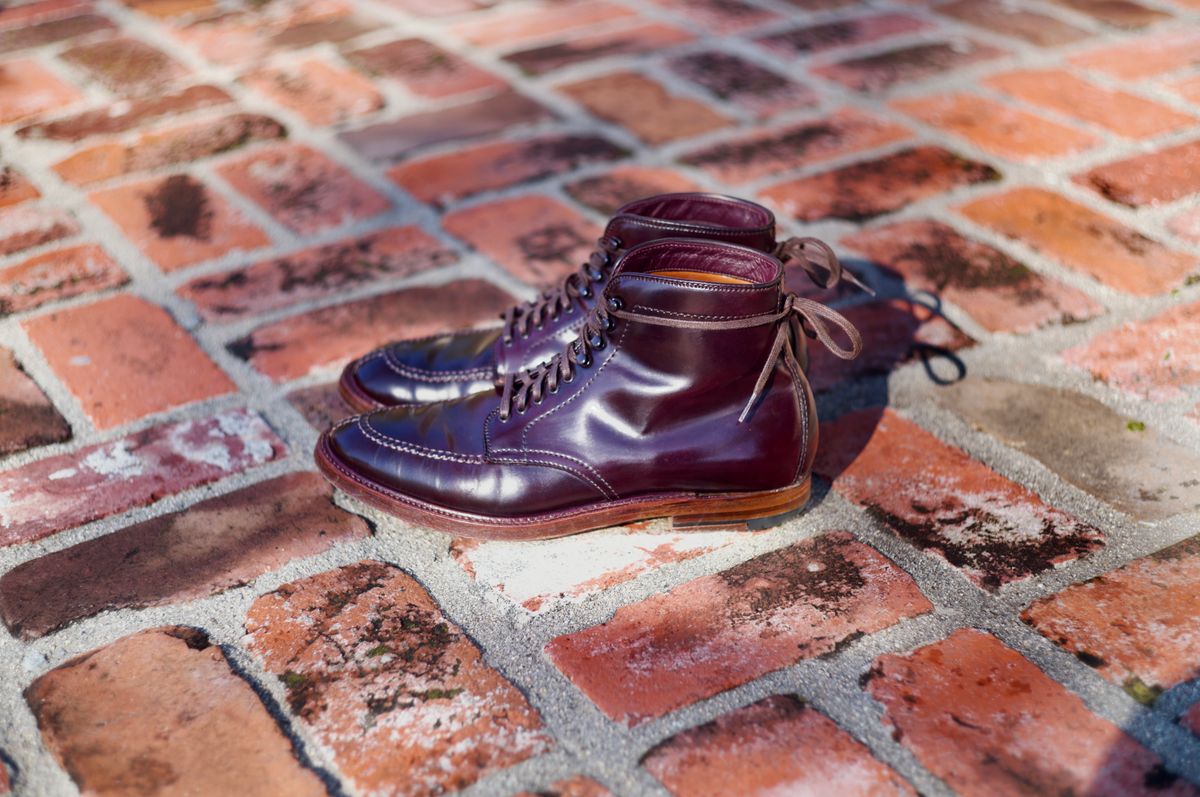 Photo by cordovanandcreases on March 3, 2023 of the Alden Tanker Boot in Horween Color 8 Shell Cordovan.