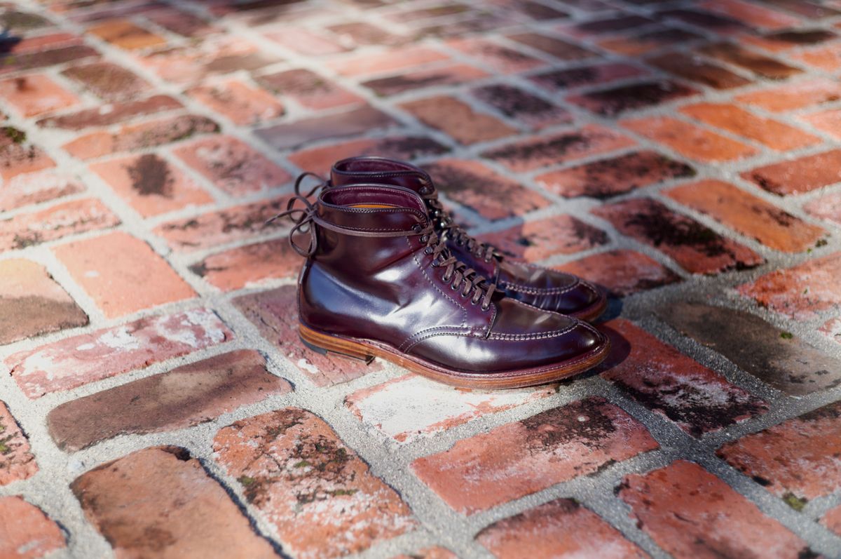 Photo by cordovanandcreases on March 3, 2023 of the Alden Tanker Boot in Horween Color 8 Shell Cordovan.