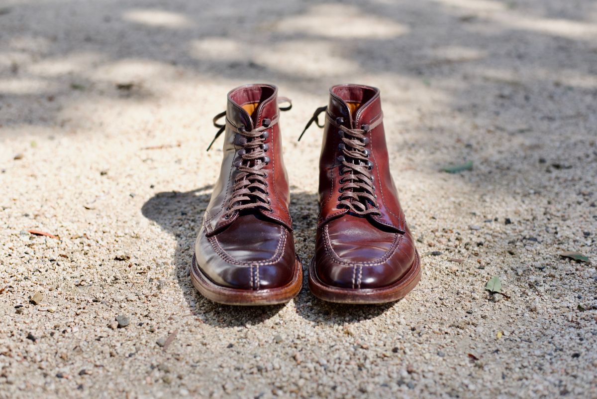 Photo by cordovanandcreases on April 5, 2023 of the Alden Tanker Boot in Horween Color 8 Shell Cordovan.