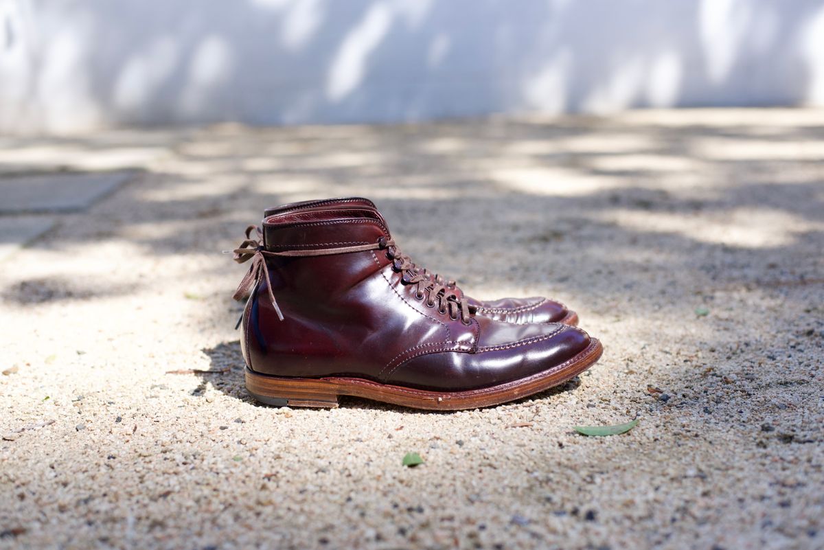 Photo by cordovanandcreases on April 5, 2023 of the Alden Tanker Boot in Horween Color 8 Shell Cordovan.