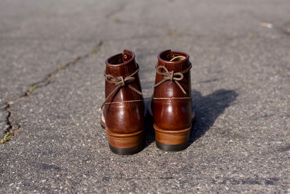 Photo by cordovanandcreases on October 6, 2024 of the John Lofgren Steel Gang in Shinki Dark Brown Teacore Horsebutt.