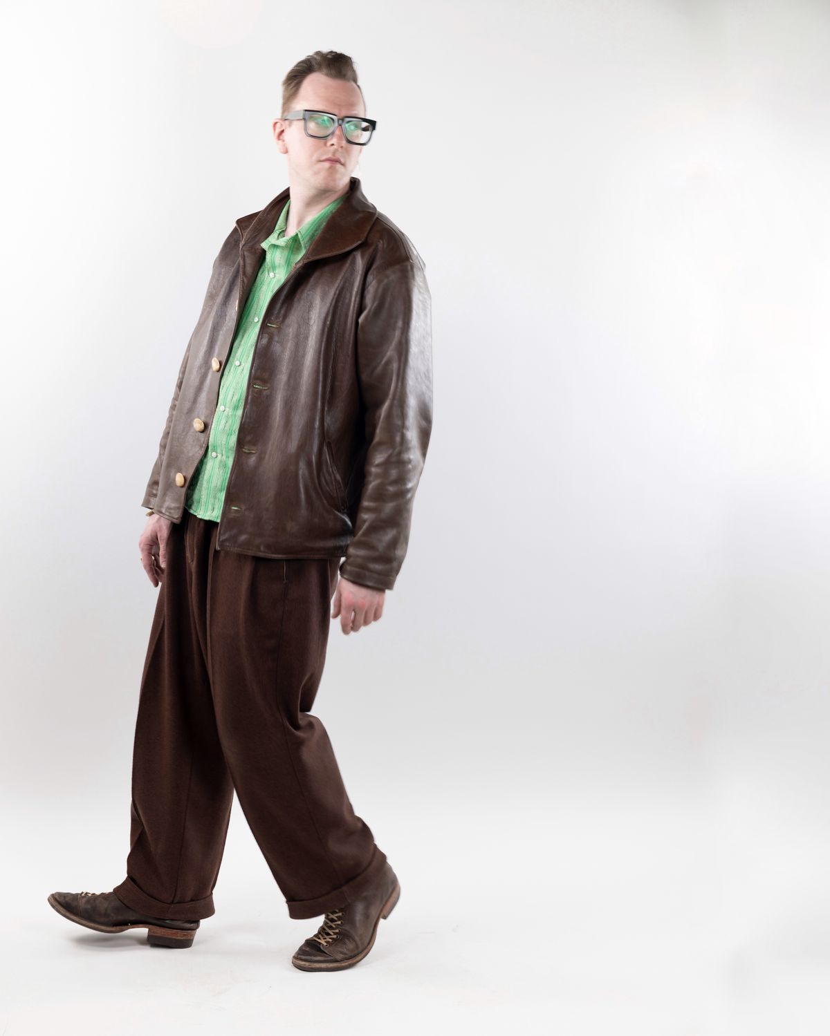 Photo by montyberns on March 31, 2026 of the House Of Berns Set Design Jacket in Horween Esspresso Vermont DHF.