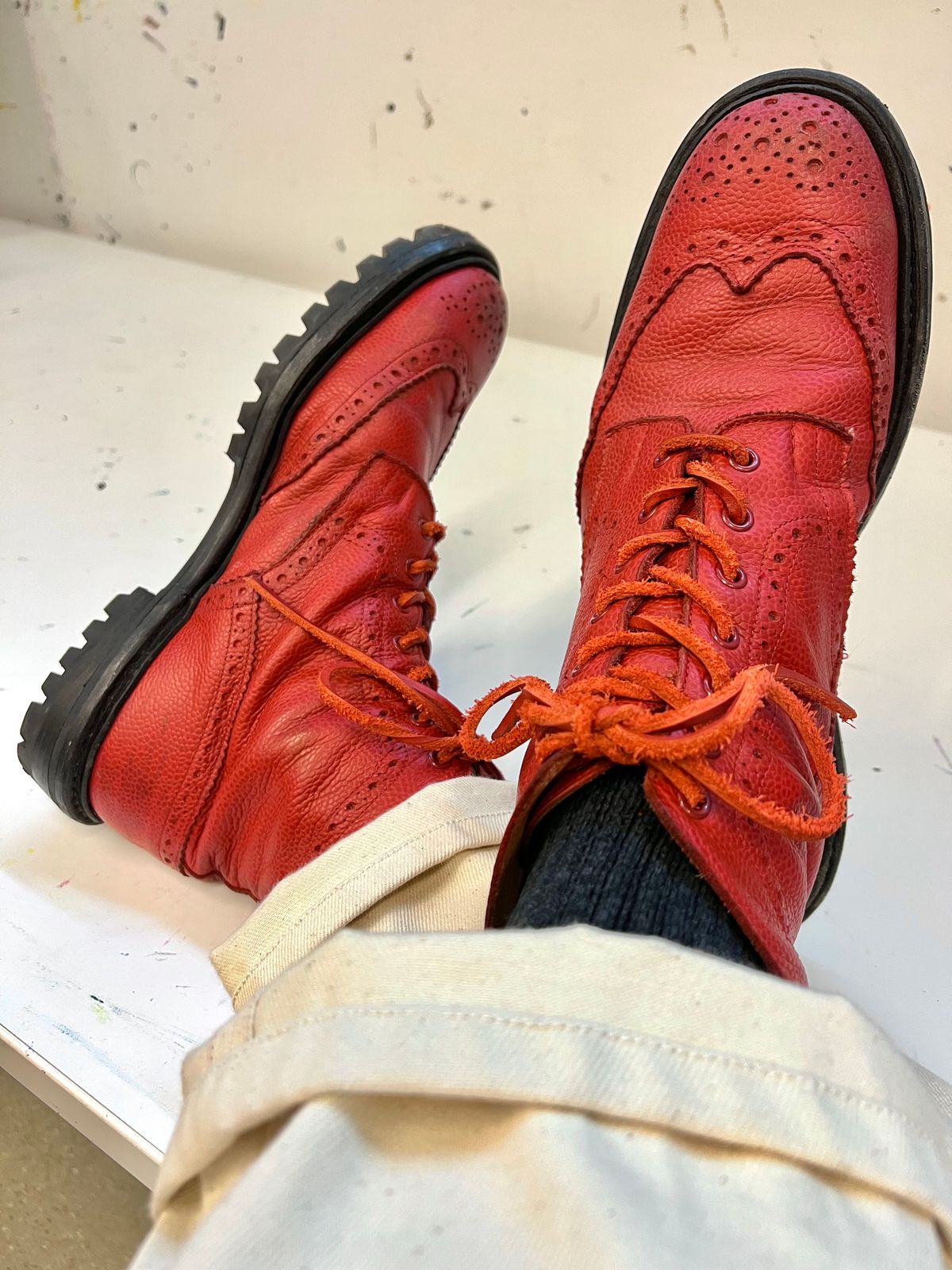 Photo by montyberns on September 28, 2022 of the Tricker's Stow Country Boot in Red Scotch Grain.