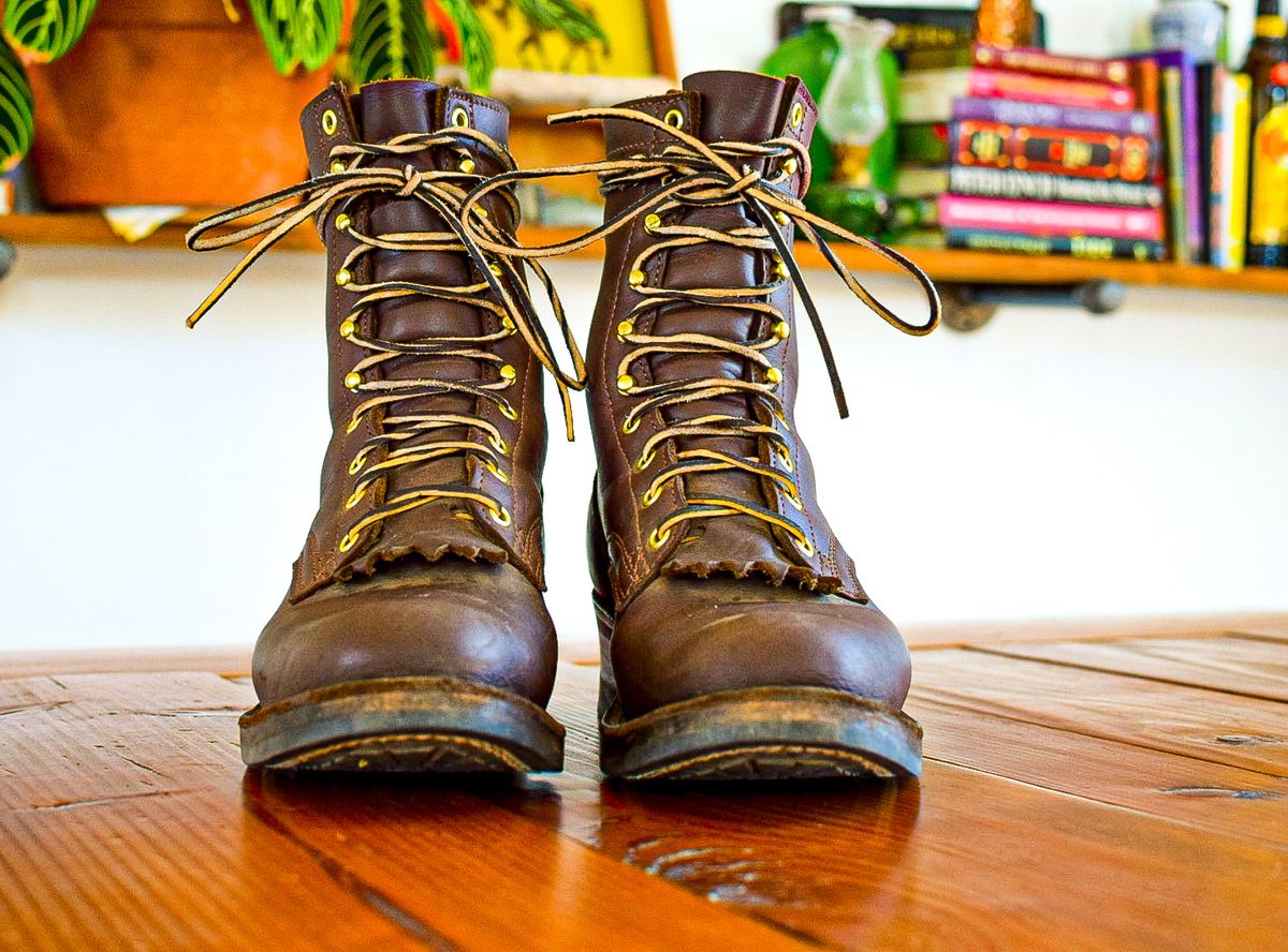 Photo by raycharleslyons on July 15, 2023 of the Frank's Boots Front Range in Seidel Walnut Oil Tan.