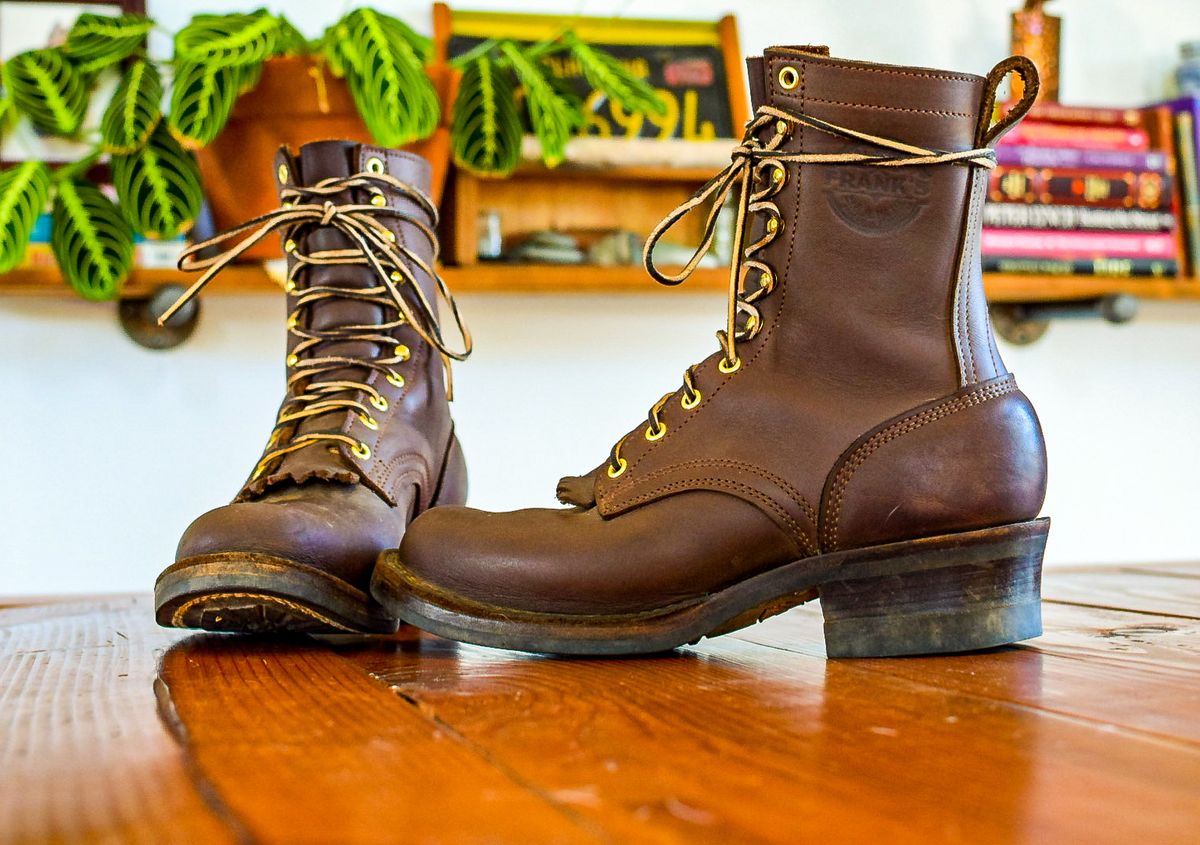 Photo by raycharleslyons on July 15, 2023 of the Frank's Boots Front Range in Seidel Walnut Oil Tan.