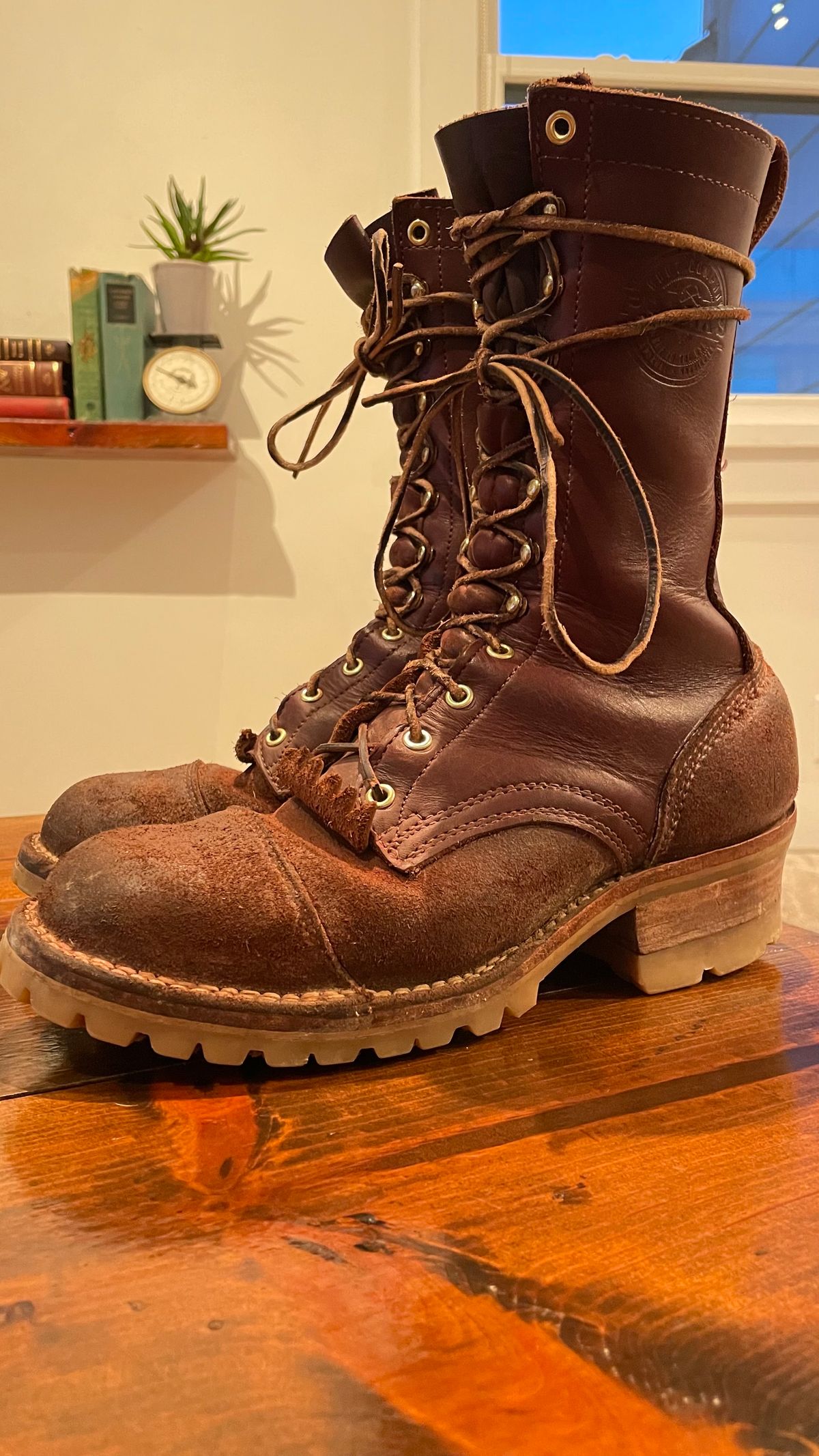 Photo by raycharleslyons on January 4, 2024 of the Frank's Boots Type 2 Highlander in Seidel Chocolate Oil Tan Roughout.