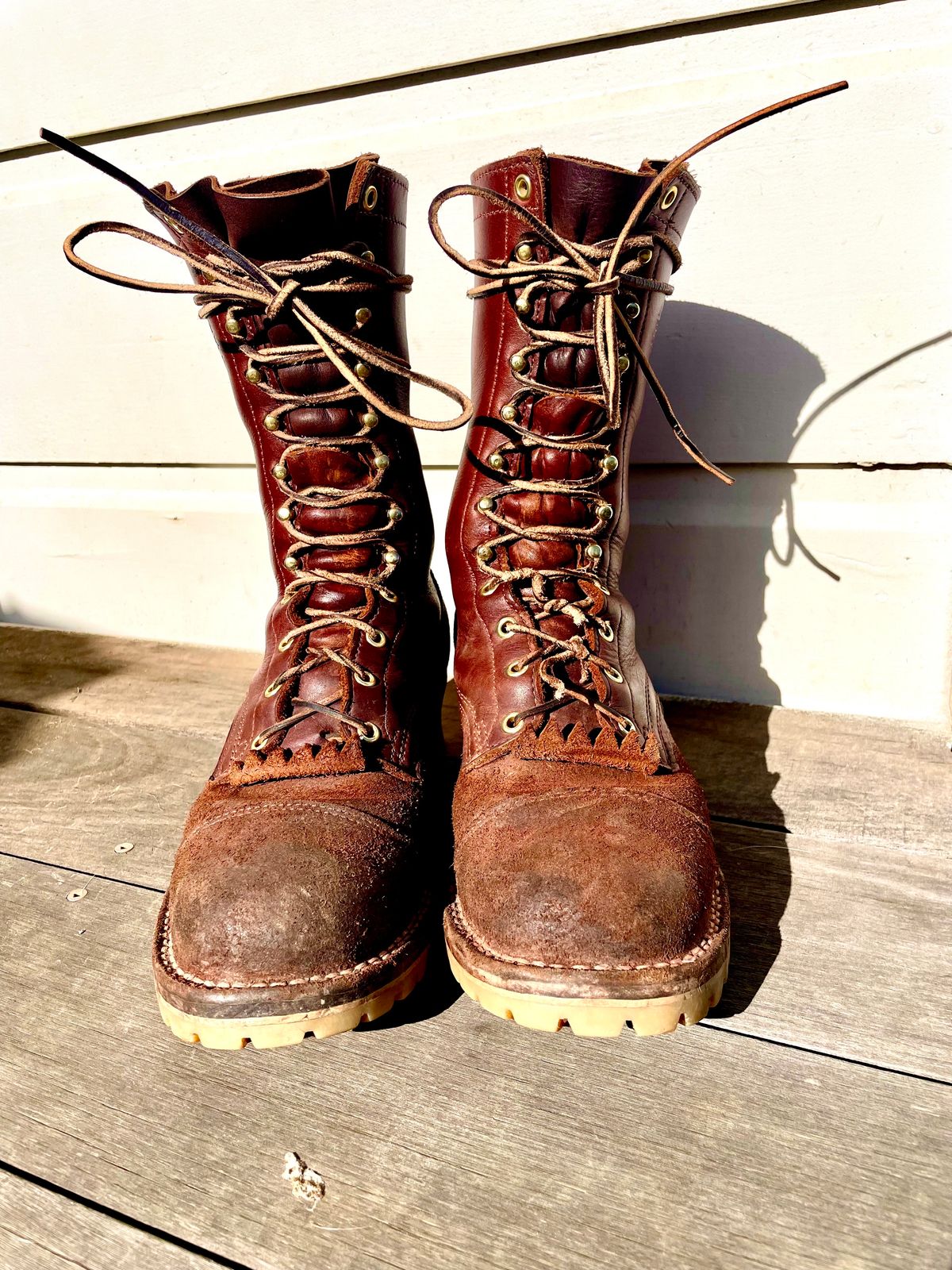 Photo by raycharleslyons on February 2, 2024 of the Frank's Boots Type 2 Highlander in Seidel Chocolate Oil Tan Roughout.