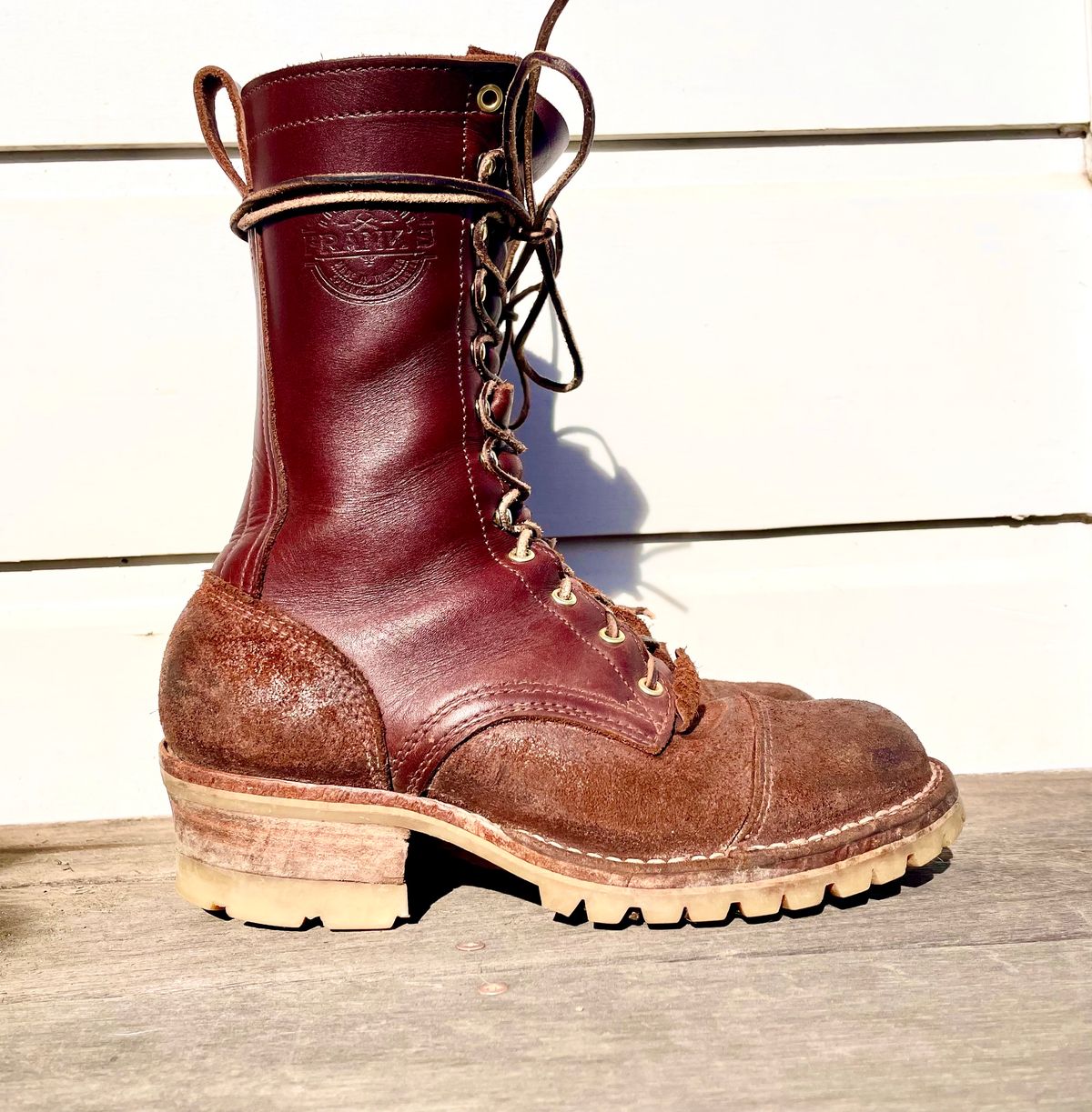 Photo by raycharleslyons on February 2, 2024 of the Frank's Boots Type 2 Highlander in Seidel Chocolate Oil Tan Roughout.