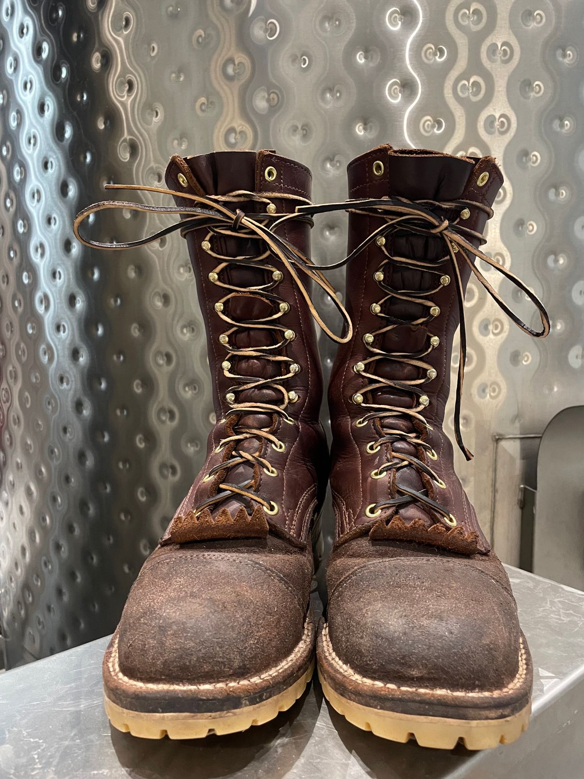 Photo by raycharleslyons on March 5, 2024 of the Frank's Boots Type 2 Highlander in Seidel Chocolate Oil Tan Roughout.