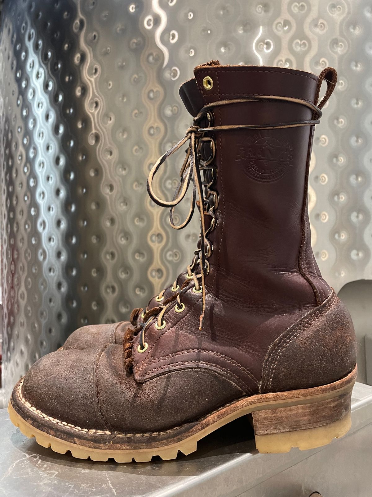 Photo by raycharleslyons on March 5, 2024 of the Frank's Boots Type 2 Highlander in Seidel Chocolate Oil Tan Roughout.