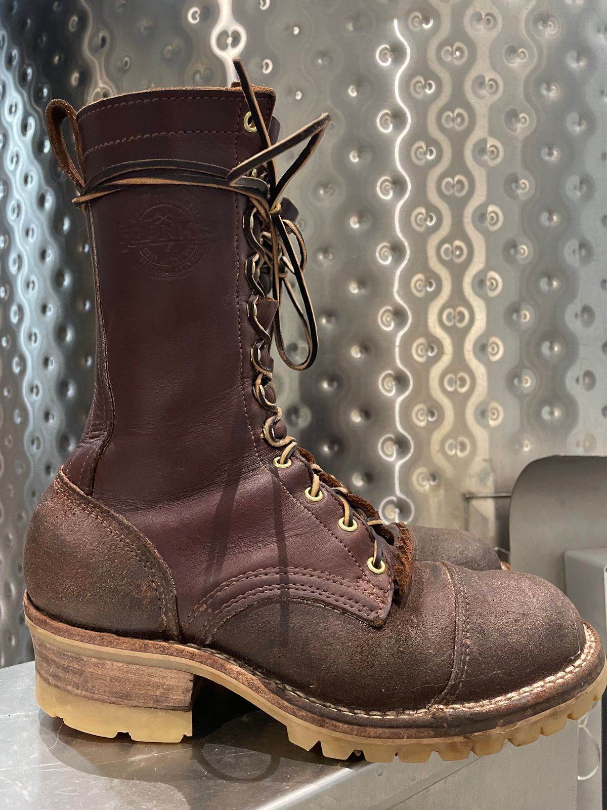Photo by raycharleslyons on March 5, 2024 of the Frank's Boots Type 2 Highlander in Seidel Chocolate Oil Tan Roughout.
